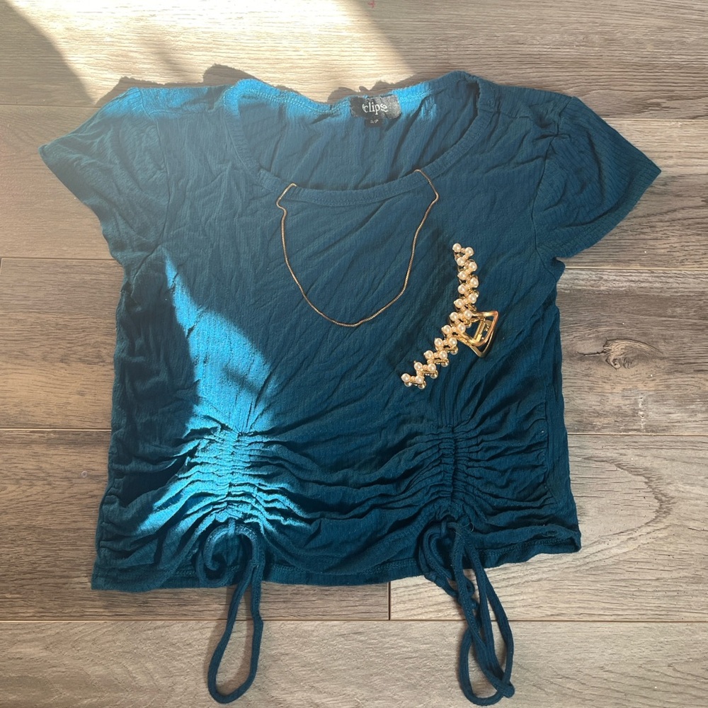 Teal Ruched Top